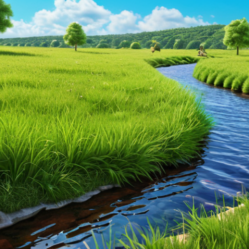 Home 4 **Prompt:** "Booma and Larva playing in nature, green grass, blue sky, small river, peaceful scene, vibrant colors, fan art."