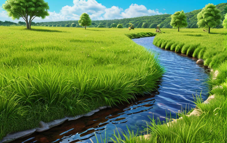 **Prompt:** "Booma and Larva playing in nature, green grass, blue sky, small river, peaceful scene, vibrant colors, fan art."