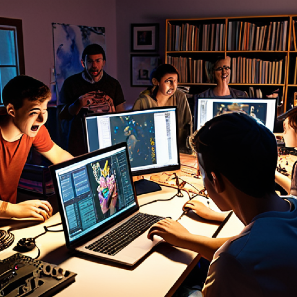 **A group of young, enthusiastic animators working late in a small, cluttered studio, surrounded by computers and animation equipment. The atmosphere is energetic and passionate, reflecting their dedication to creating something new.**