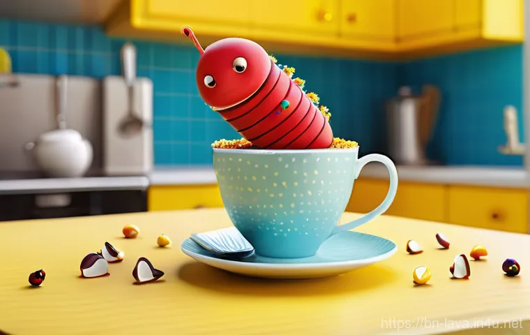 라바 제작사 투바앤의 성장 스토리 - **Prompt:** A whimsical, vibrant 3D animated scene featuring Red Larva and Yellow Larva in a humorou...