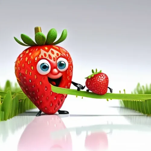 Home 21 라바 제작 과정에서의 에피소드 - A vibrant 3D animated scene featuring the iconic Red Larva and Yellow Larva engaged in a humorous tu...