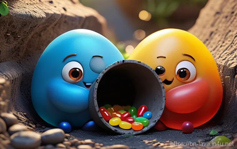 라바 제작 과정에서의 에피소드 - A vibrant 3D animated scene featuring the iconic Red Larva and Yellow Larva engaged in a humorous tu... 라바 제작 과정에서의 에피소드 - A vibrant 3D animated scene featuring the iconic Red Larva and Yellow Larva engaged in a humorous tu...