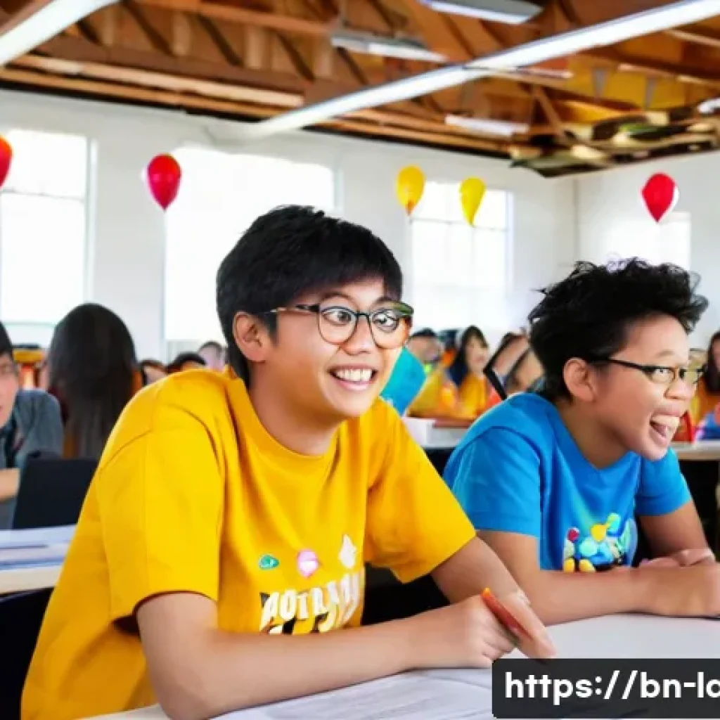 라바 팬들을 위한 커뮤니티 이벤트 - **Prompt:** A vibrant, bustling scene at a "Larva Quiz Challenge" event. Diverse group of young adul...